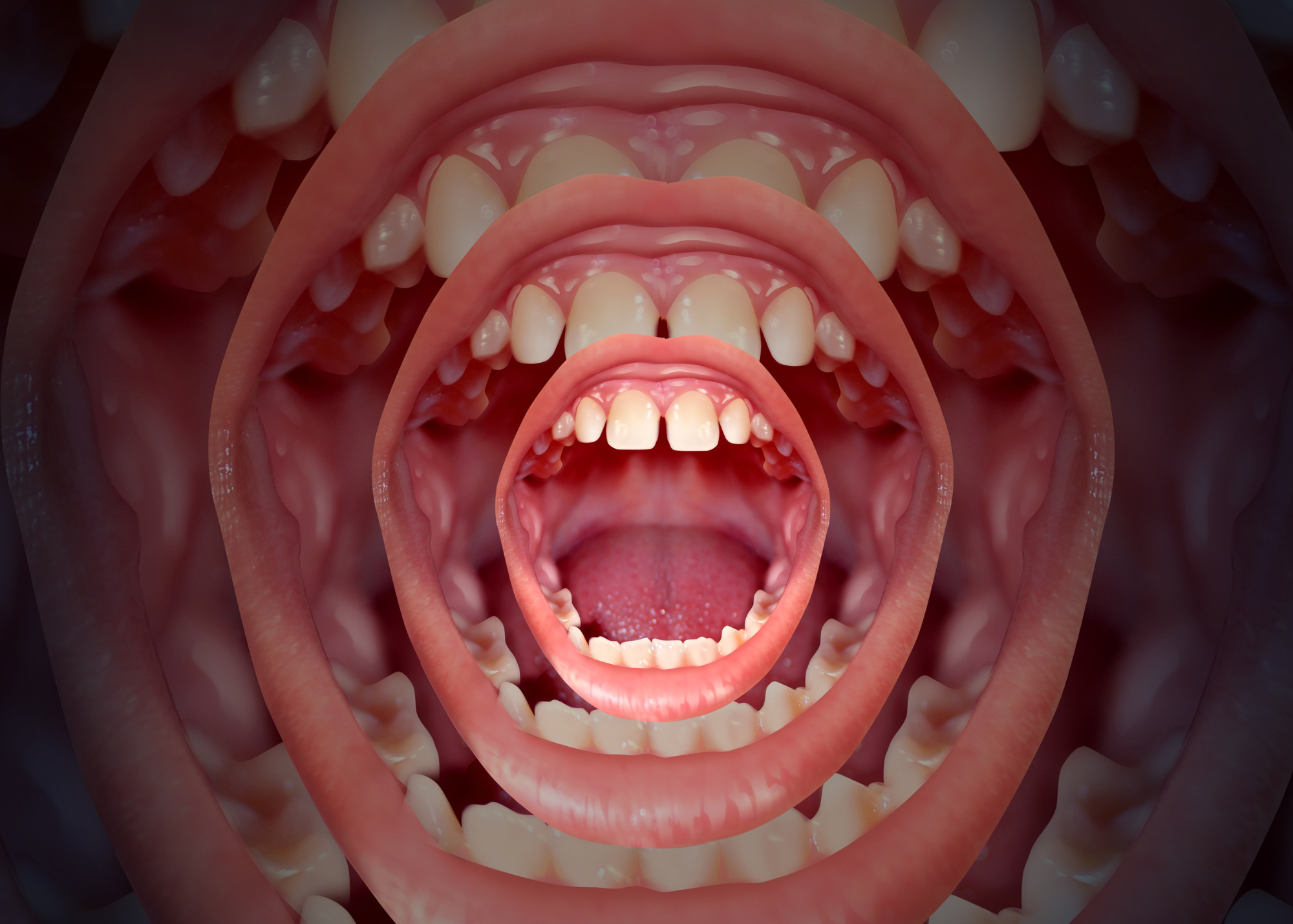 22 | Fuller Life Family Therapy 3D rendering of an open mouth showing upper and lower teeth with pink gums